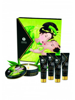 Coffret de massage Shunga - packaging - goût thé vert exotique